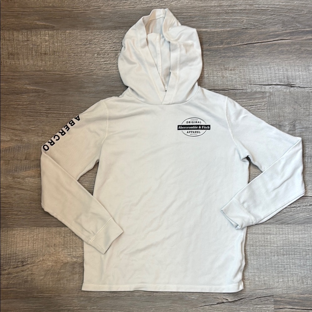 Abercrombie & Fitch Boys 11/12 Lightweight White Logo Hoodie